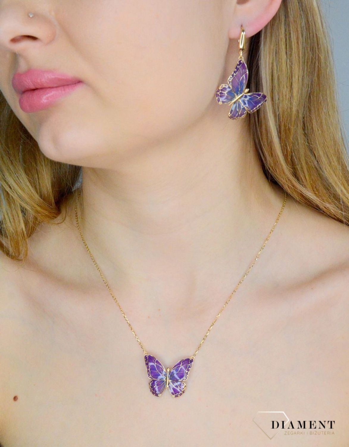 Złoty naszyjnik damski 585 emaliowany motyl NA 3477 (3).jpg